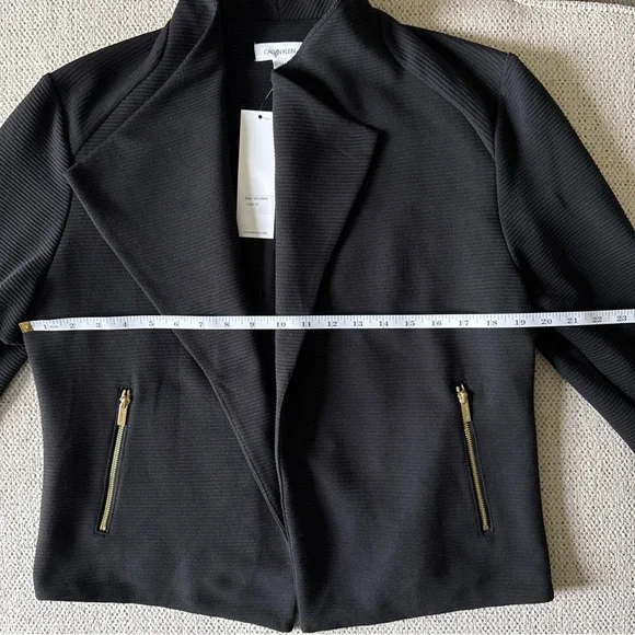 CALVIN KLEIN WOMEN’S MODERN ESSENTIALS Open Jacket Black W/Gold Zippers Sz L NWT - Picture 11 of 12